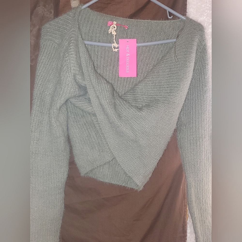 Hot & Delicious Green V-Neck Sweater Final Price FIRM